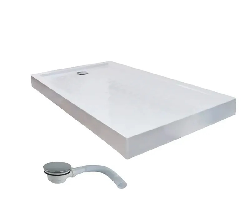 RECEPTACULO DUCHA BLANCO ACRILICO 120 X 70 X 12 C/PATAS REGULABLES C/DESAGUE Y SIFON CORRUGADO