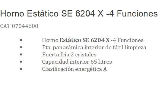 Horno SE 6204X